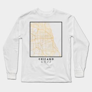 CHICAGO ILLINOIS CITY STREET MAP ART Long Sleeve T-Shirt